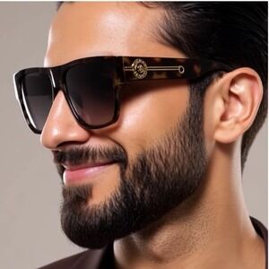 Men Sunglasses Kleo Style Sleek Stylish Bold Flat Top Tortoise Classic Male 2026